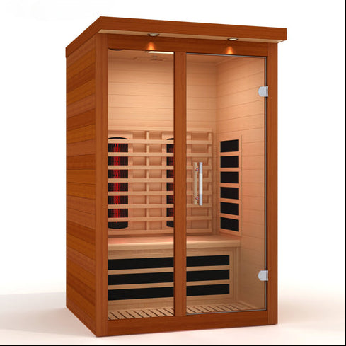 DYN-6215-03 Dynamic Llumeneres 2-Person Full Spectrum Near Zero EMF Infrared Sauna with Canadian Hemlock Wood, Chromotherapy Lighting, and Premium Home Wellness Design