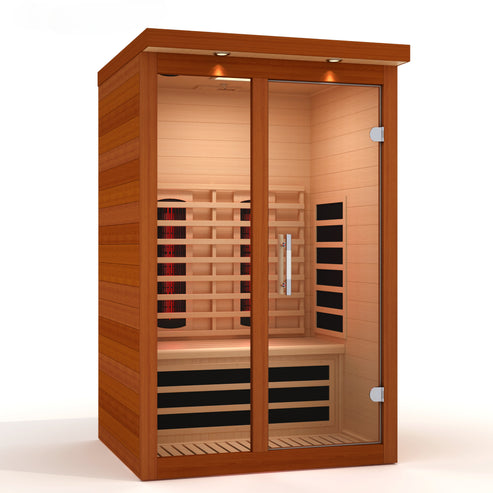 DYN-6215-03 Dynamic Llumeneres 2-Person Full Spectrum Near Zero EMF Infrared Sauna with Canadian Hemlock Wood, Chromotherapy Lighting, and Premium Home Wellness Design