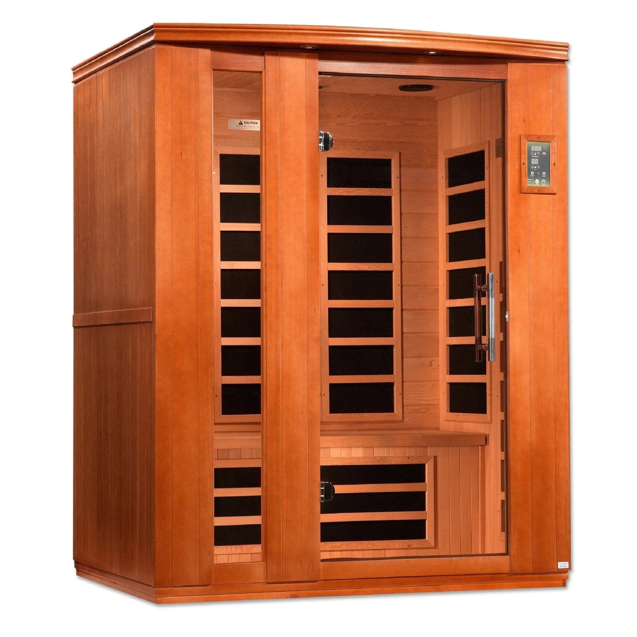 Dynamic Lugano 3-person Ultra Low EMF FAR Infrared Sauna DYN-6336-02 Elite made from Canadian Hemlock wood with PureTech™ heating, Bluetooth audio, and chromotherapy lighting for home wellness spa