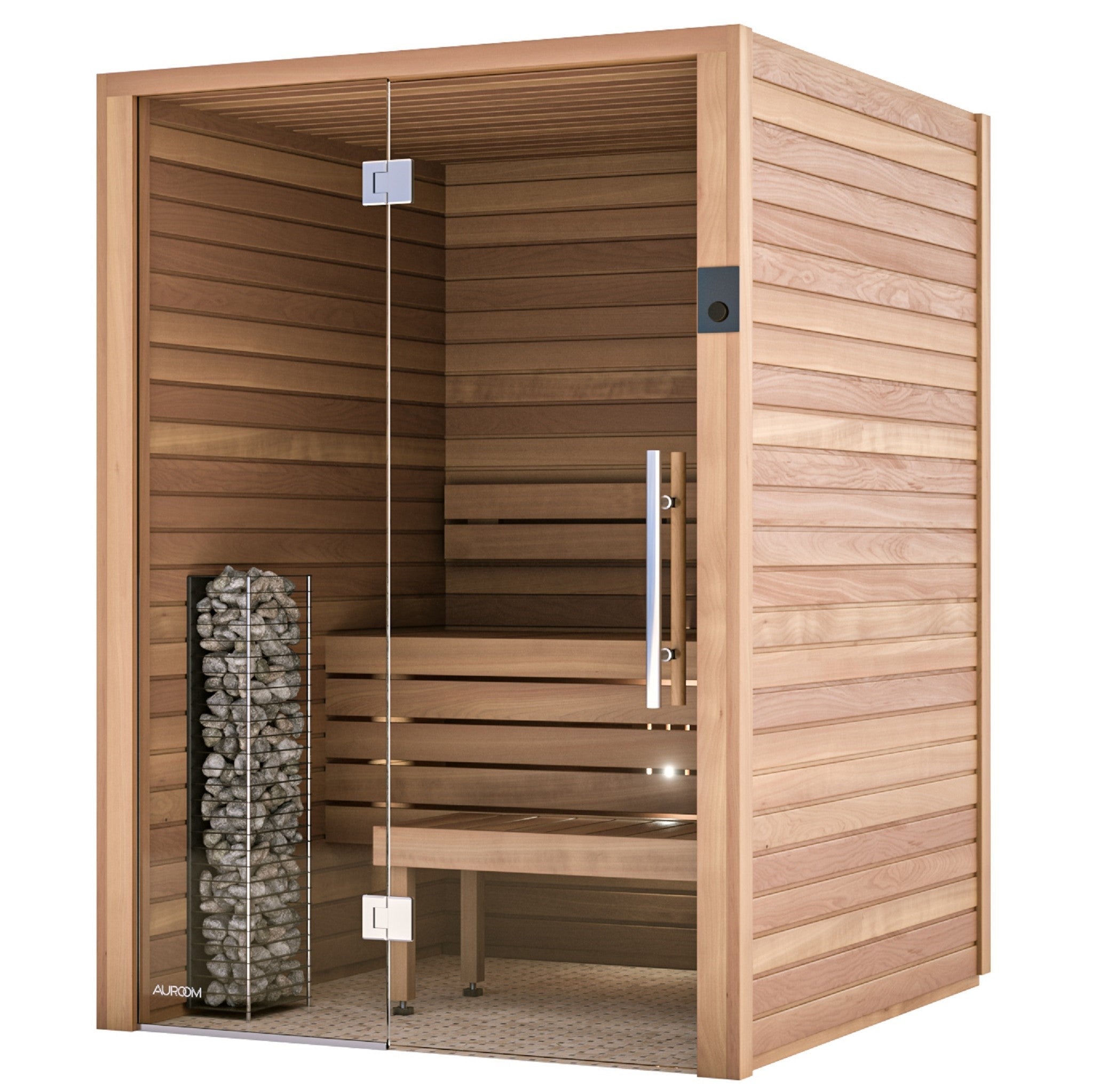 Auroom Cala Glass 4 Person Sauna Kit in Thermo-Aspen Finish