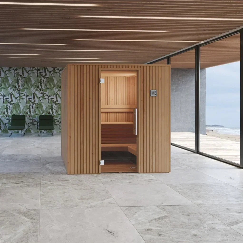 Auroom Familia Home Sauna Kit with Wooden Front Wall Design