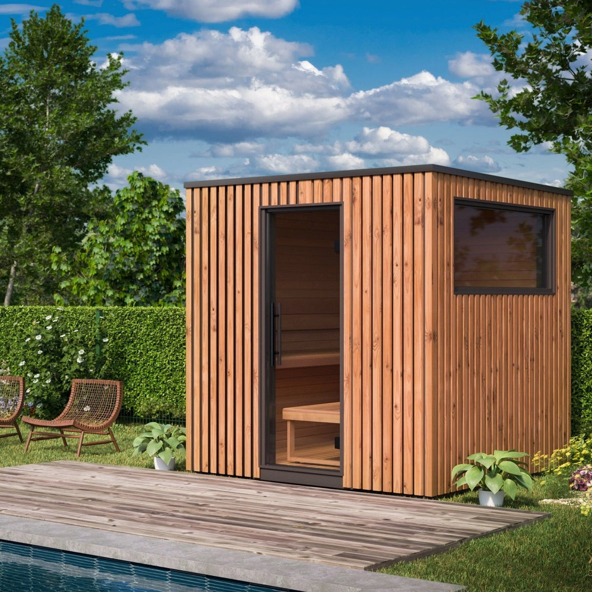 Auroom Garda Outdoor Timber Sauna for Luxury Wellness Spaces