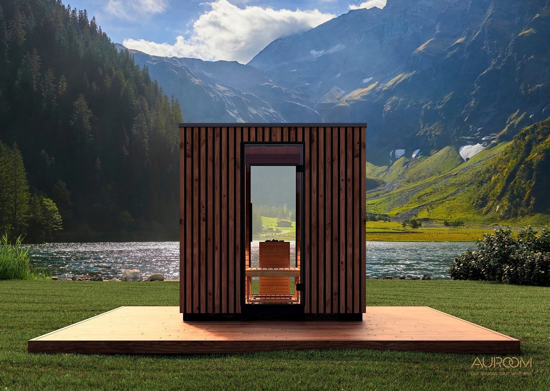 Auroom Garda Outdoor Sauna with LED Lighting for Relaxation