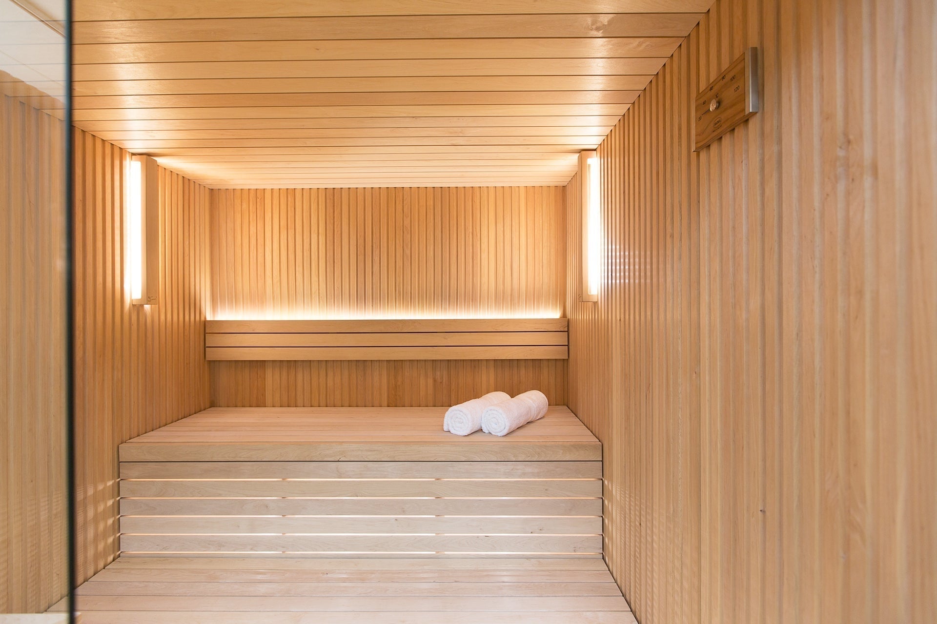 Auroom Libera Luxury Home Sauna Kit with panoramic glass wall