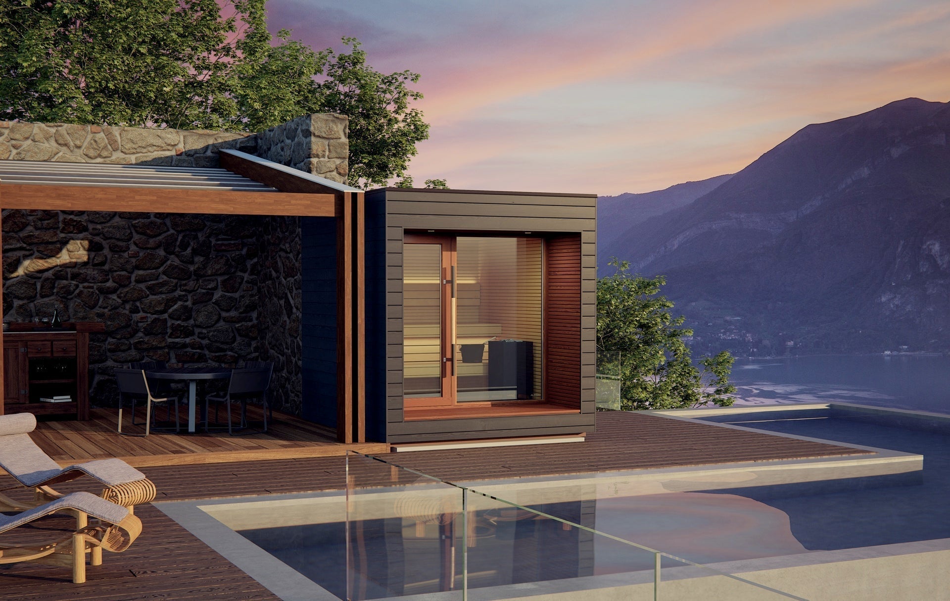 Auroom Natura Designer Backyard Sauna with Glass Front Wall