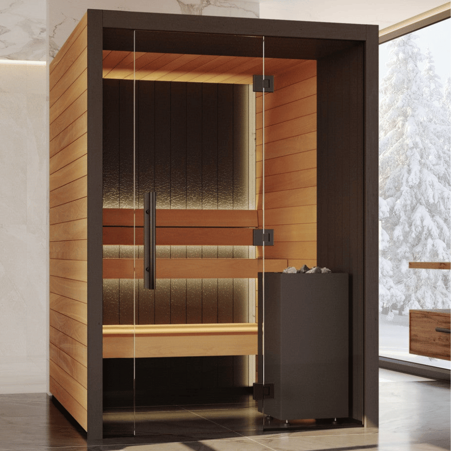 Premium Auroom Vulcana Sauna Room with Ignite Alder Accent Wall