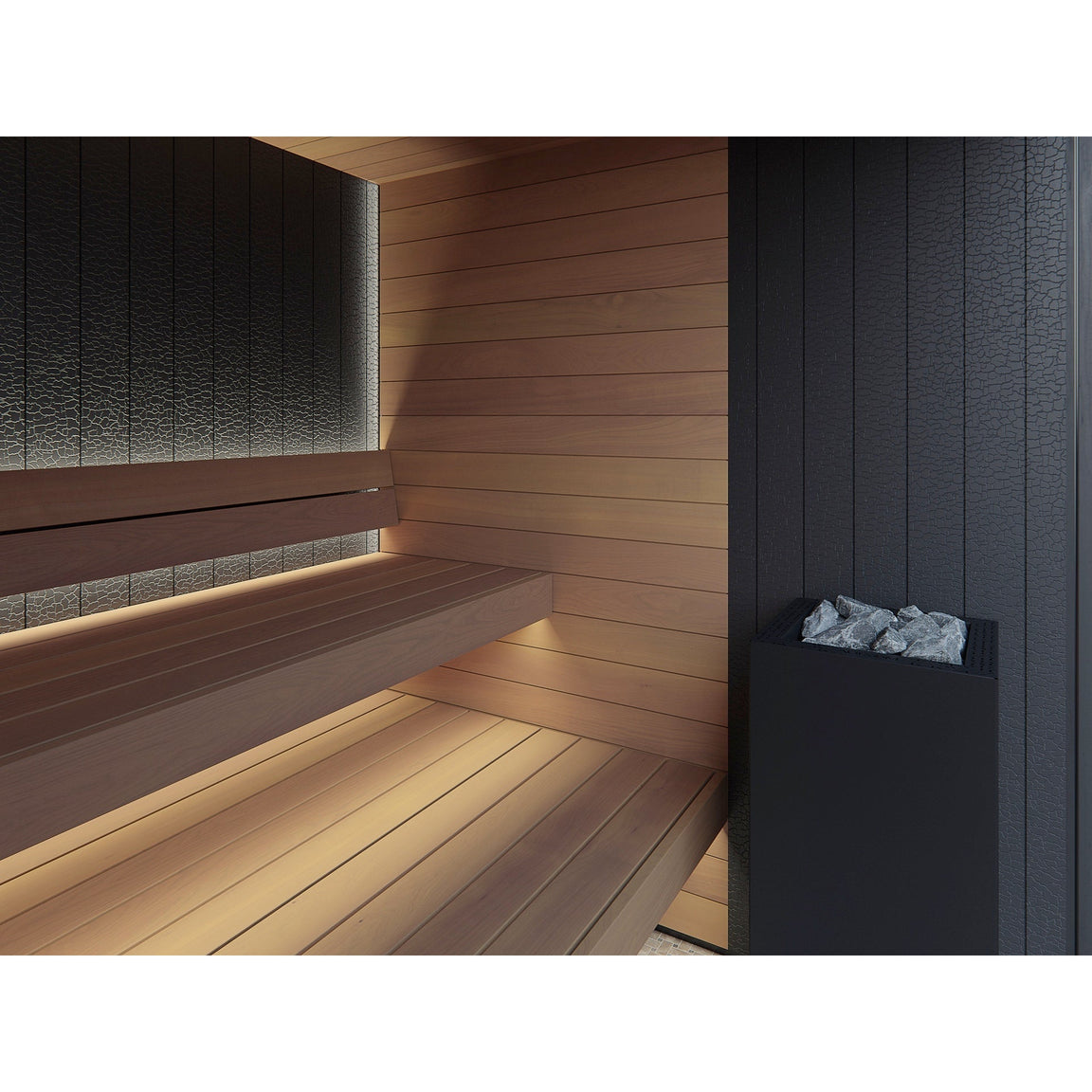 Auroom Vulcana Premium Sauna Cabin with Relaxing Bench Layout
