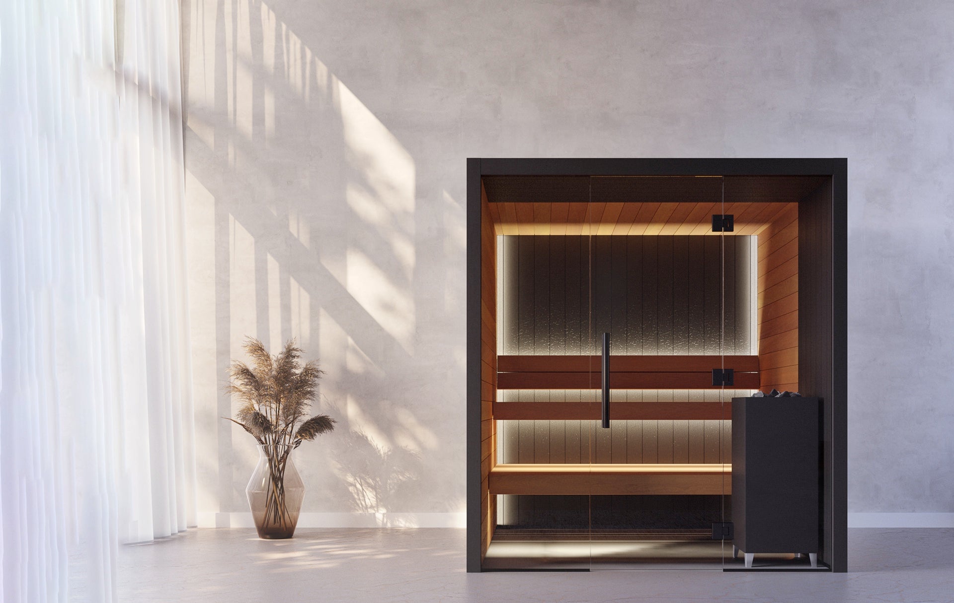 Auroom Vulcana Indoor Sauna with Thermo-Aspen and Alder Wood Interior