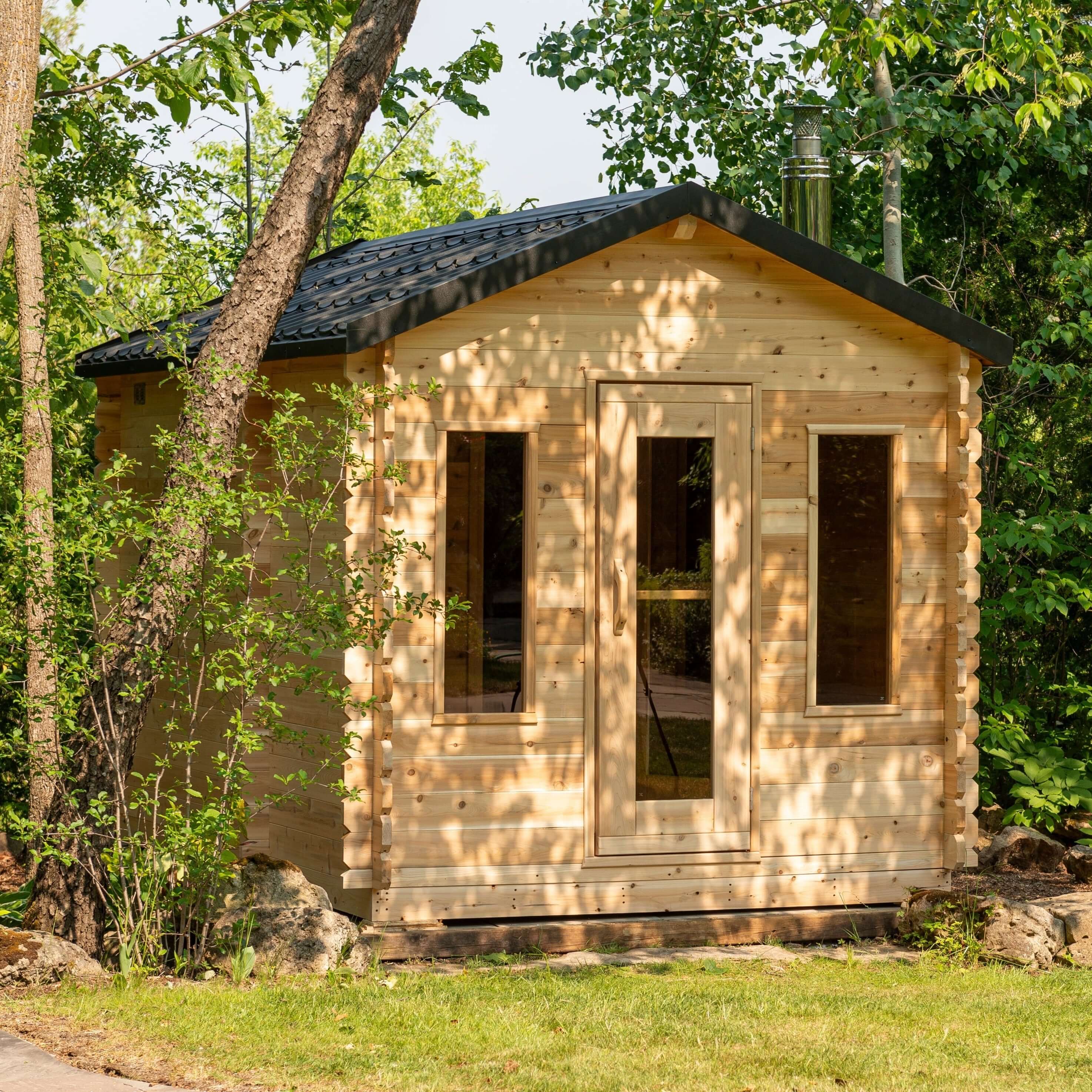 LeisureCraft Canadian Timber Georgian Cabin Sauna Exterior View