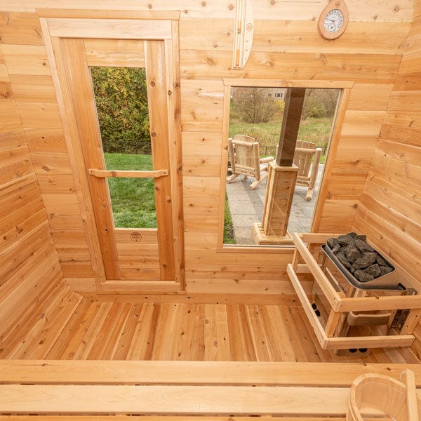 Dundalk CT Luna Sauna 4 Person – Modern Design Eastern White Cedar Outdoor Sauna
