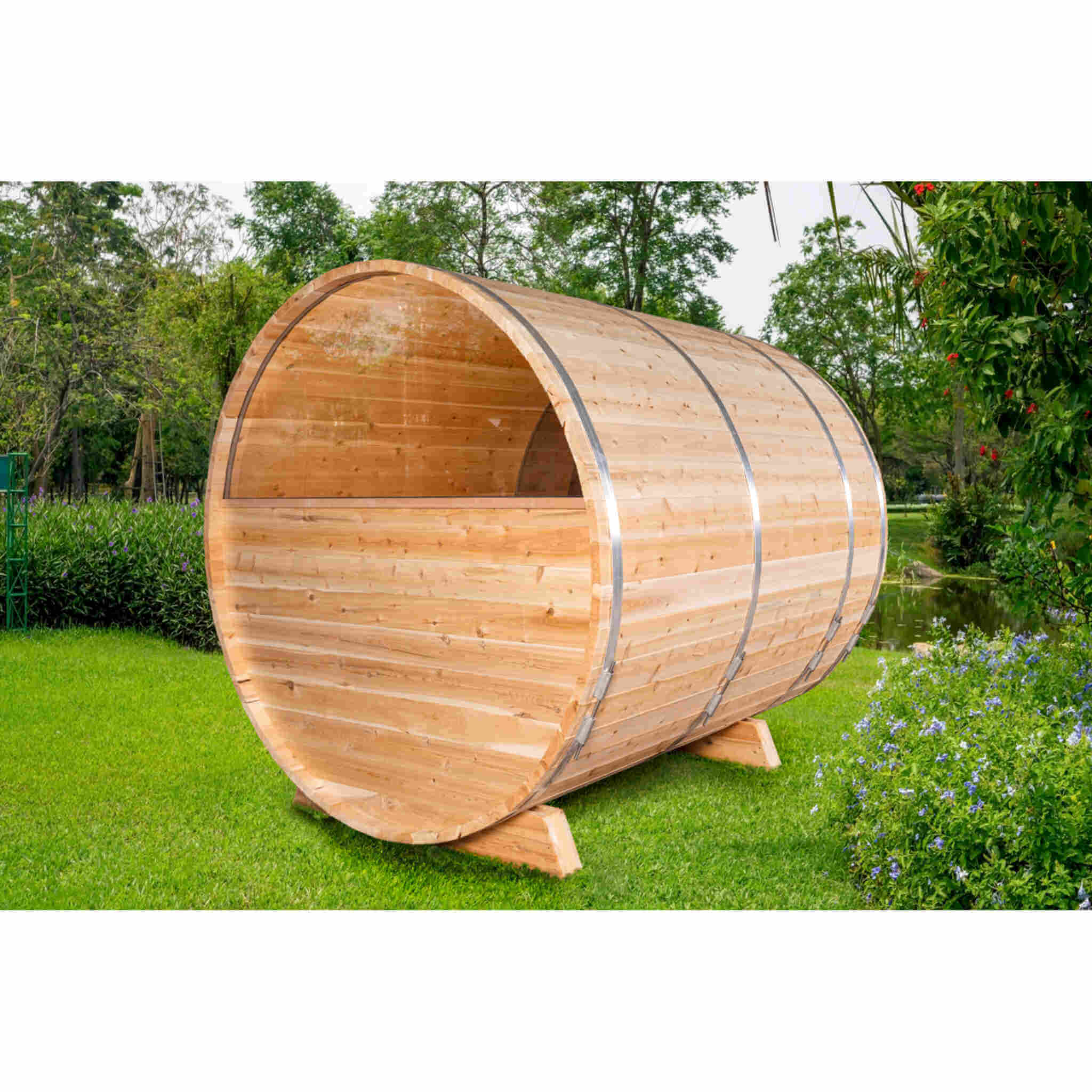 CT Tranquility Outdoor Sauna Cabin with Front Porch Seating