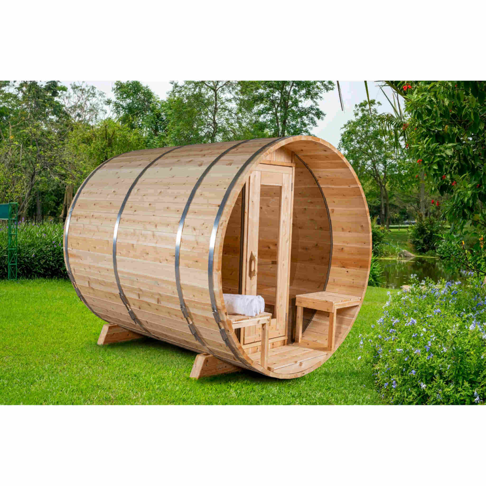 Dundalk CT Tranquility CTC2345 6 Person Outdoor Barrel Sauna