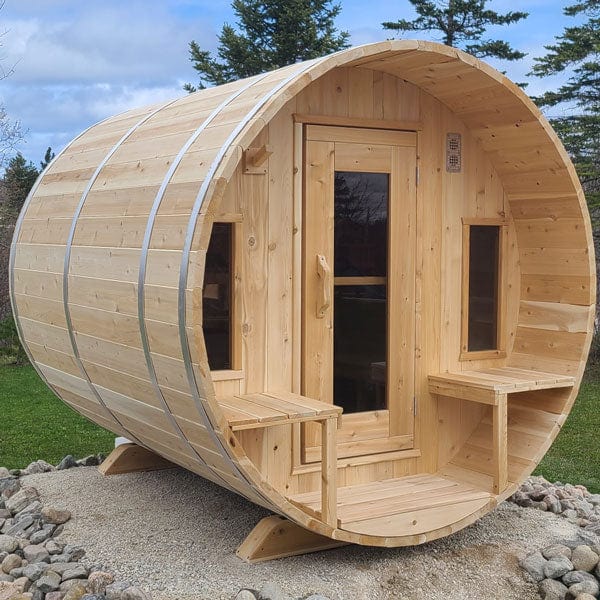 6 Person Canadian Timber Barrel Sauna with Front Porch Dundalk CT