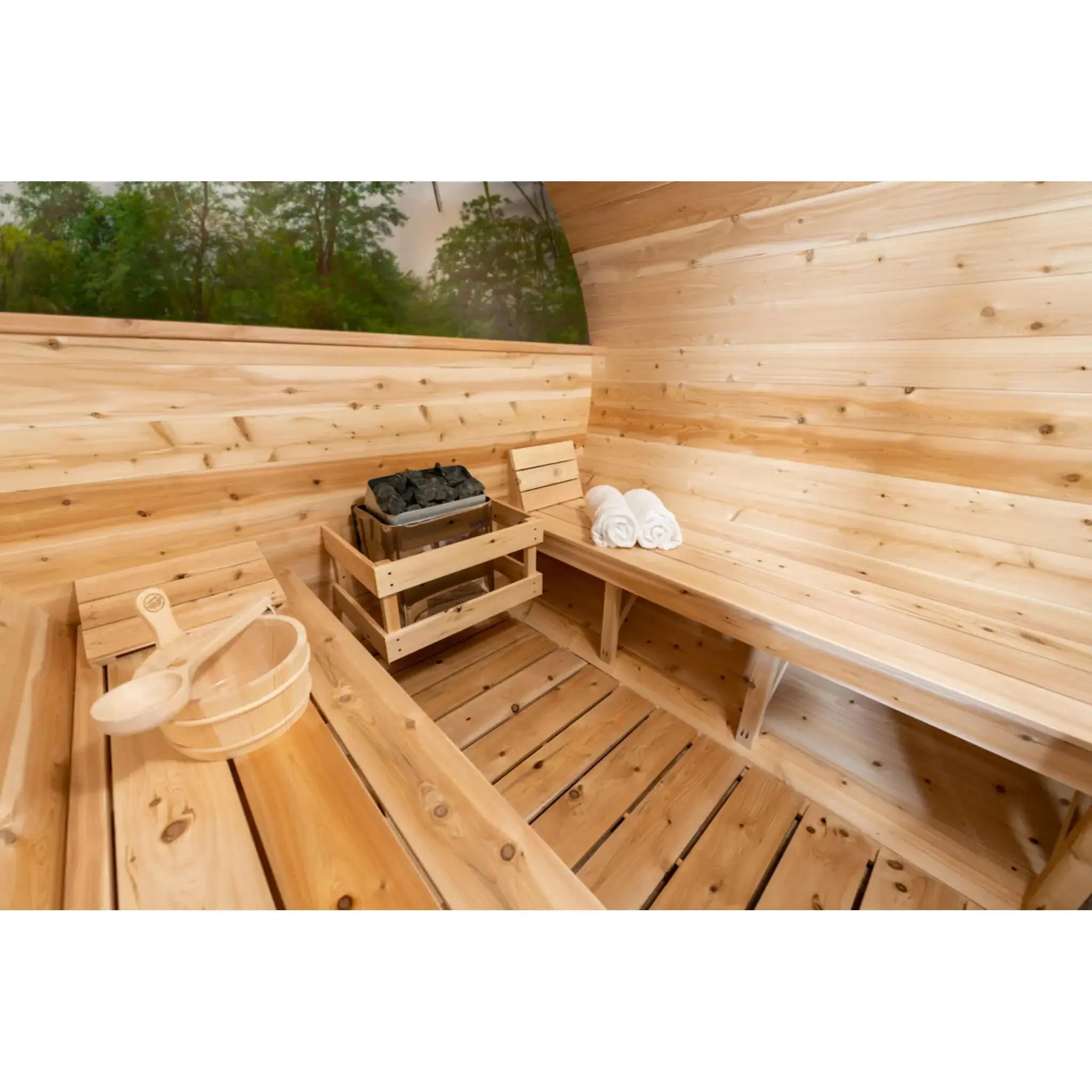 Canadian Timber Barrel Sauna CTC2345MP Natural Wood Finish
