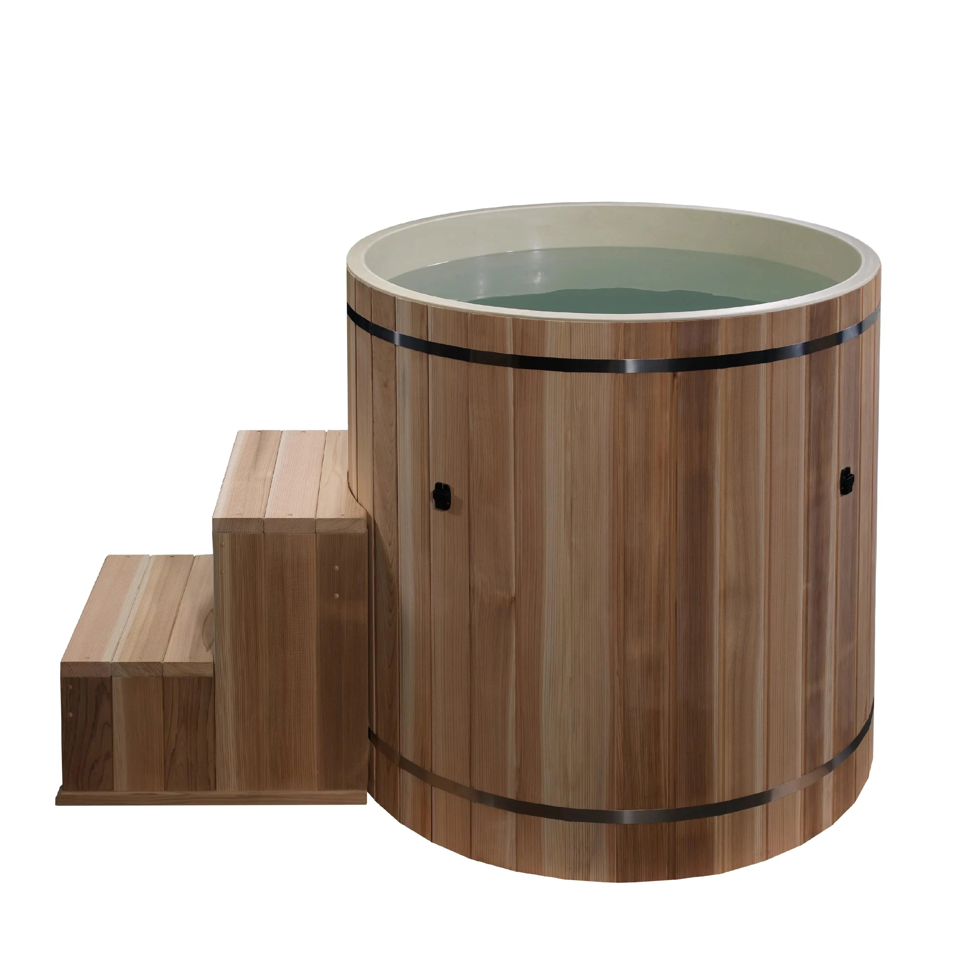 Dynamic Cold Tub Barrel Pacific Cedar Cold Plunge Tub with Built-In Seat