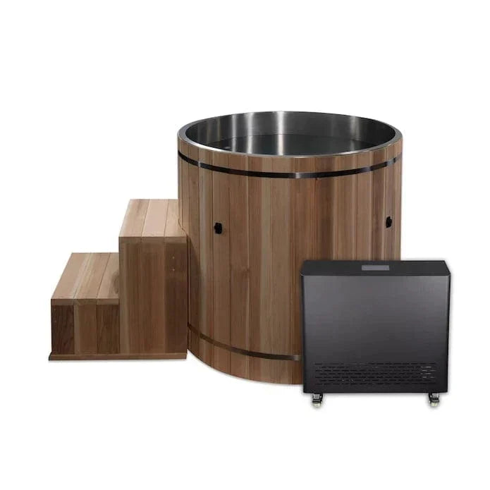Dynamic Cold Therapy Stainless Steel Cold Plunge Tub – 304 Stainless Steel Interior, Pacific Cedar