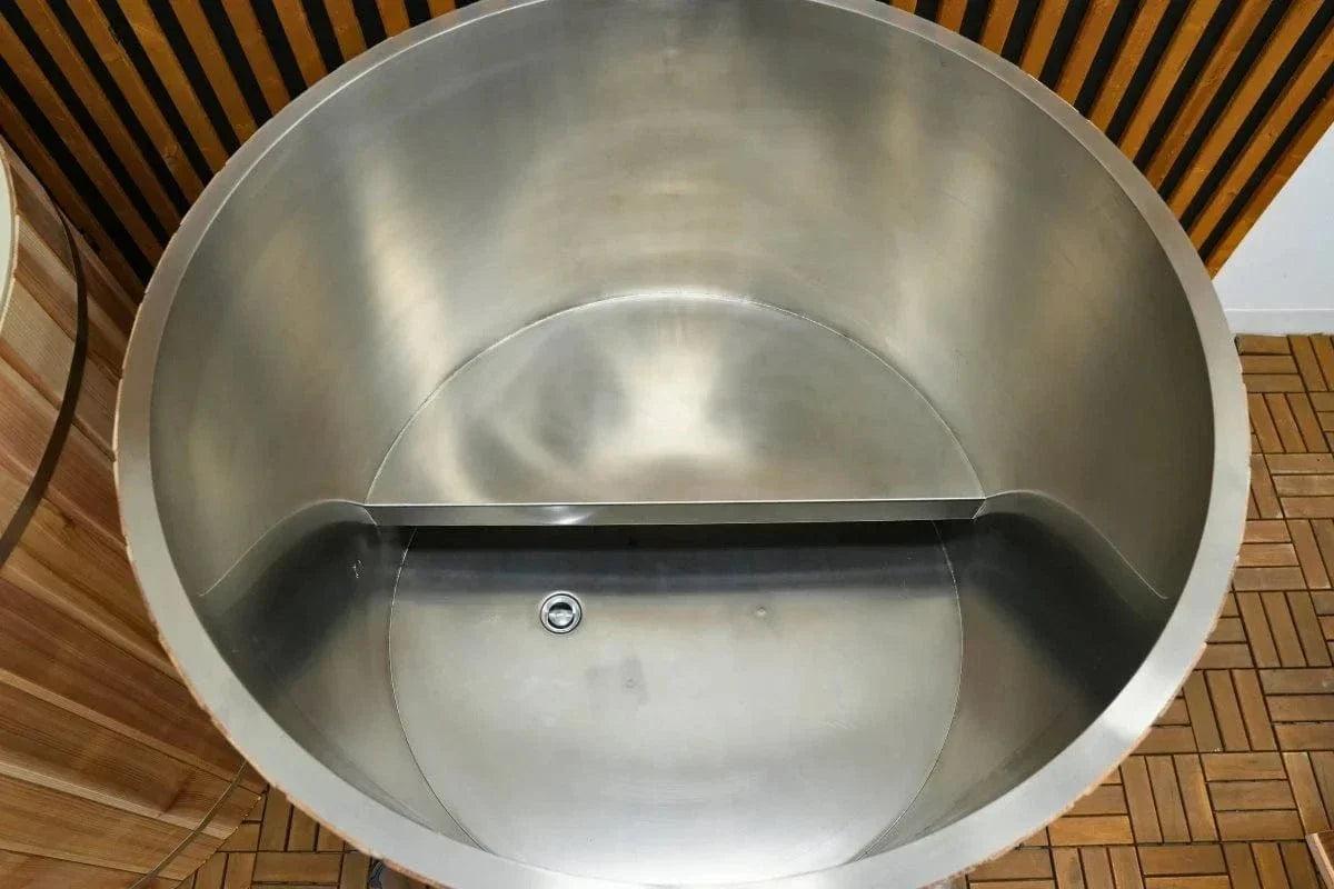 Dynamic Cold Therapy Stainless Steel Cold Plunge Tub – 304 Stainless Steel Interior, Pacific Cedar