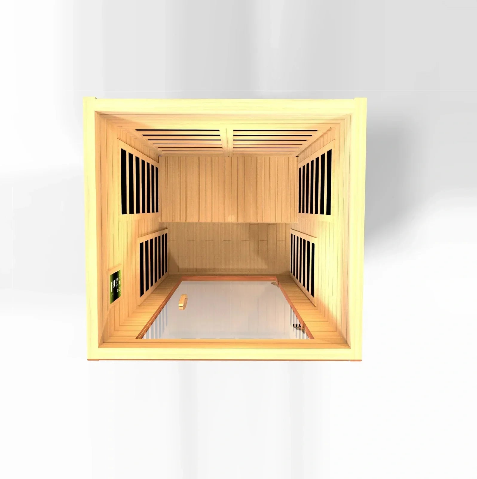 Premium Hemlock wood design of 1-2 person Dynamic Avila FAR infrared sauna built for indoor home spa use