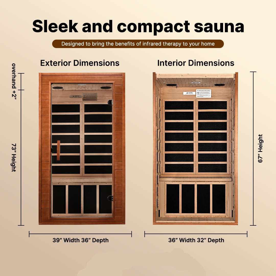 DYN-6103-01 Elite Dynamic Vittoria 2-Person Ultra Low EMF FAR Infrared Canadian Hemlock Sauna space-conscious cabin.