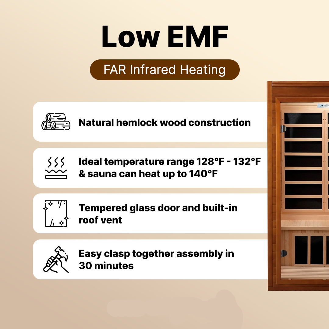 Dynamic Saunas Barcelona 1-2 person FAR infrared sauna DYN-6106-01 designed for home recovery, stress relief, and full-body wellness therapy.