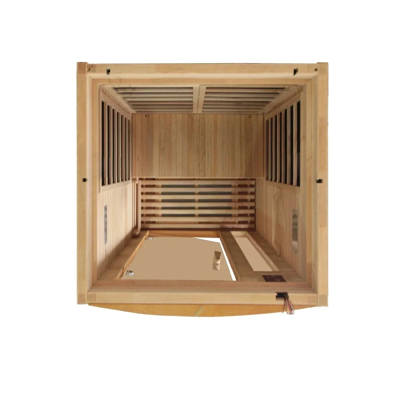 Dynamic Barcelona Elite 1-2 person ultra low EMF FAR infrared sauna DYN-6106-01 with Canadian Hemlock wood Bluetooth sound system and chromotherapy lighting for indoor wellness