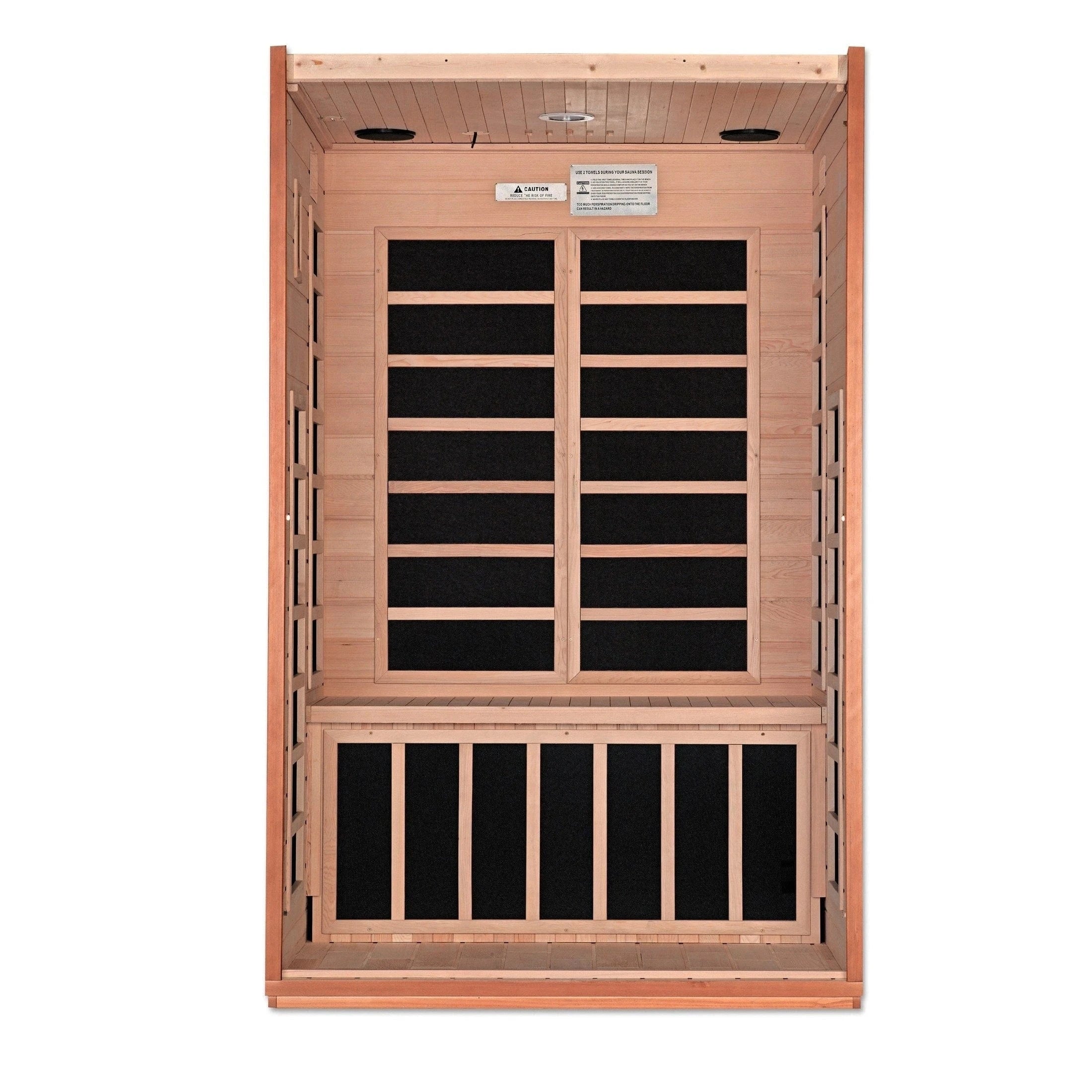Dynamic Cordoba Elite 2-person infrared sauna Ultra Low EMF with FAR heating panels and Canadian Hemlock wood. DYN-6203-01