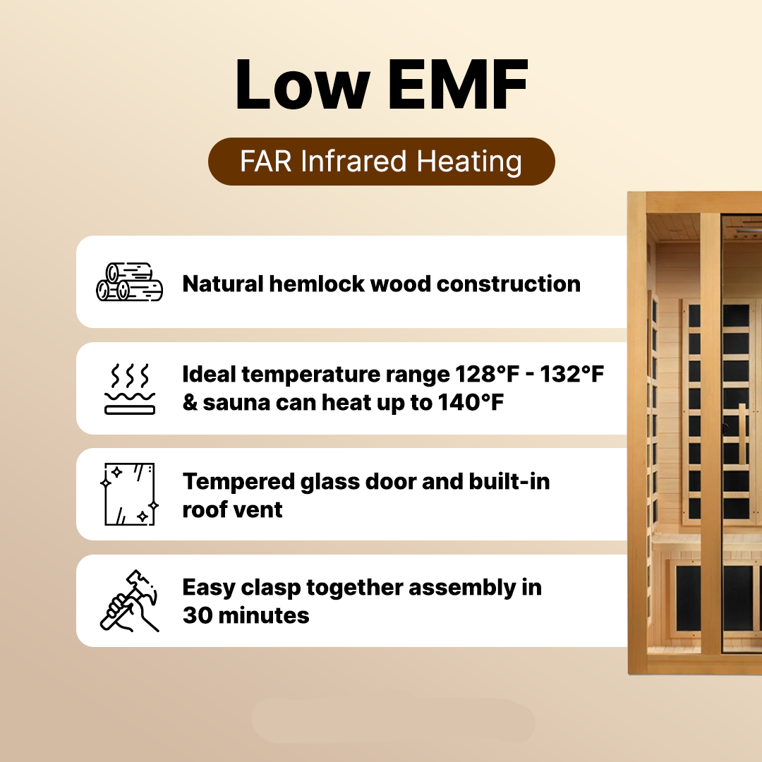 Indoor Dynamic Gracia infrared sauna for 1–2 persons with premium wood construction and easy installation for home spa use DYN-6119-01