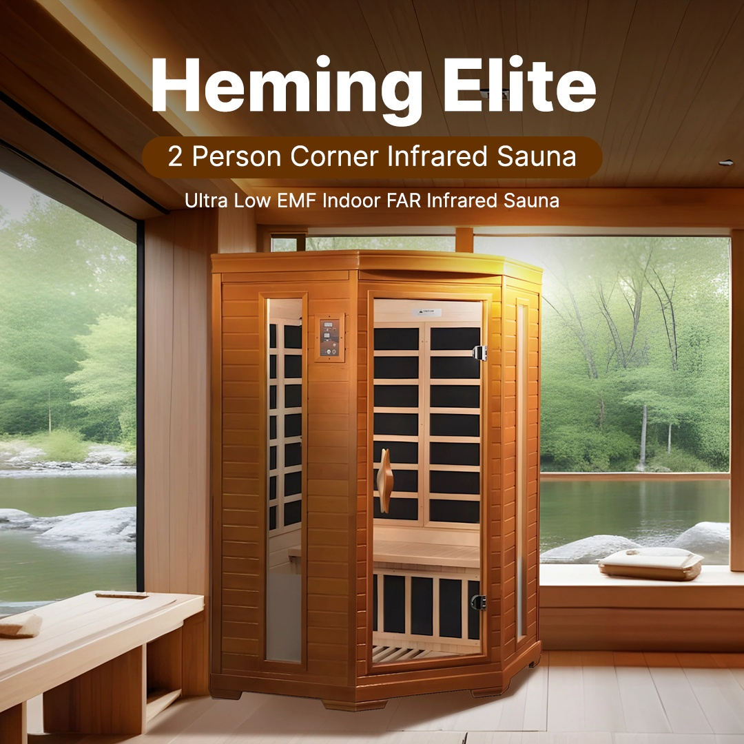 Canadian Hemlock infrared sauna for 2 people with chromotherapy and PureTech™ heating system