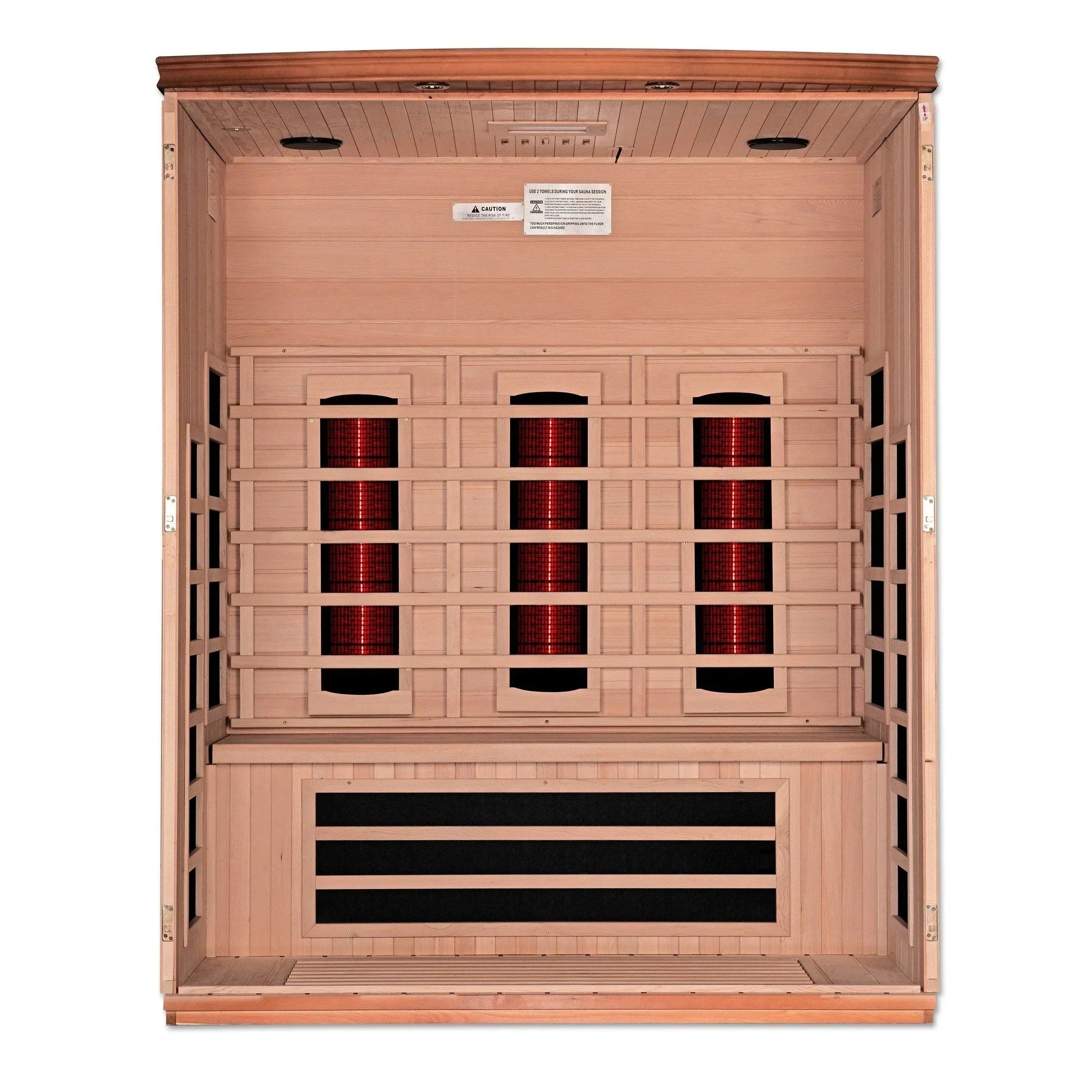 Premium 3-person Dynamic Lugano infrared sauna with full spectrum therapy, glass door design, and low EMF technology for safe indoor spa use