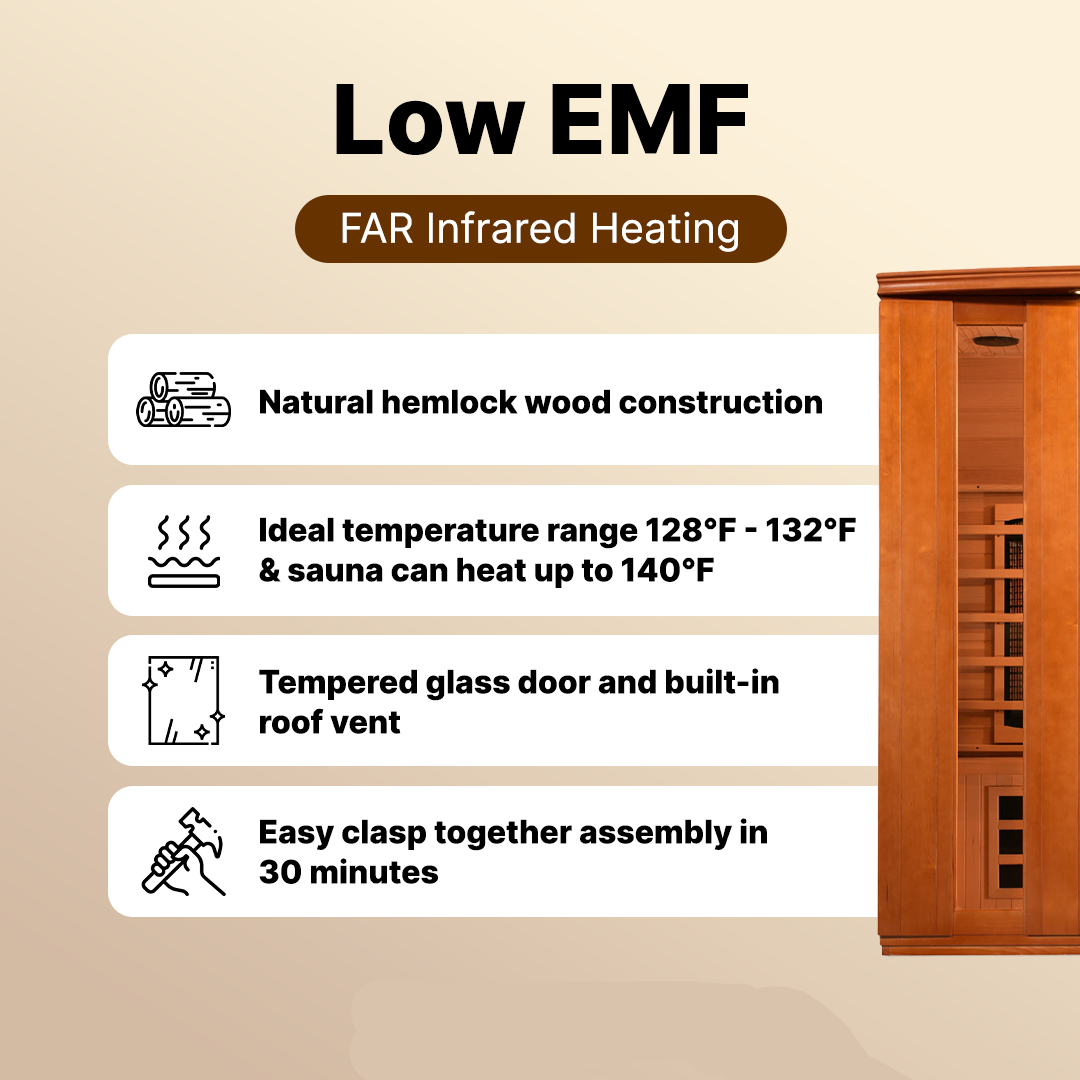 Spacious 3-person FAR infrared sauna Dynamic Lugano model with low EMF heating panels, premium wood finish, and full-body detox relaxation benefits.