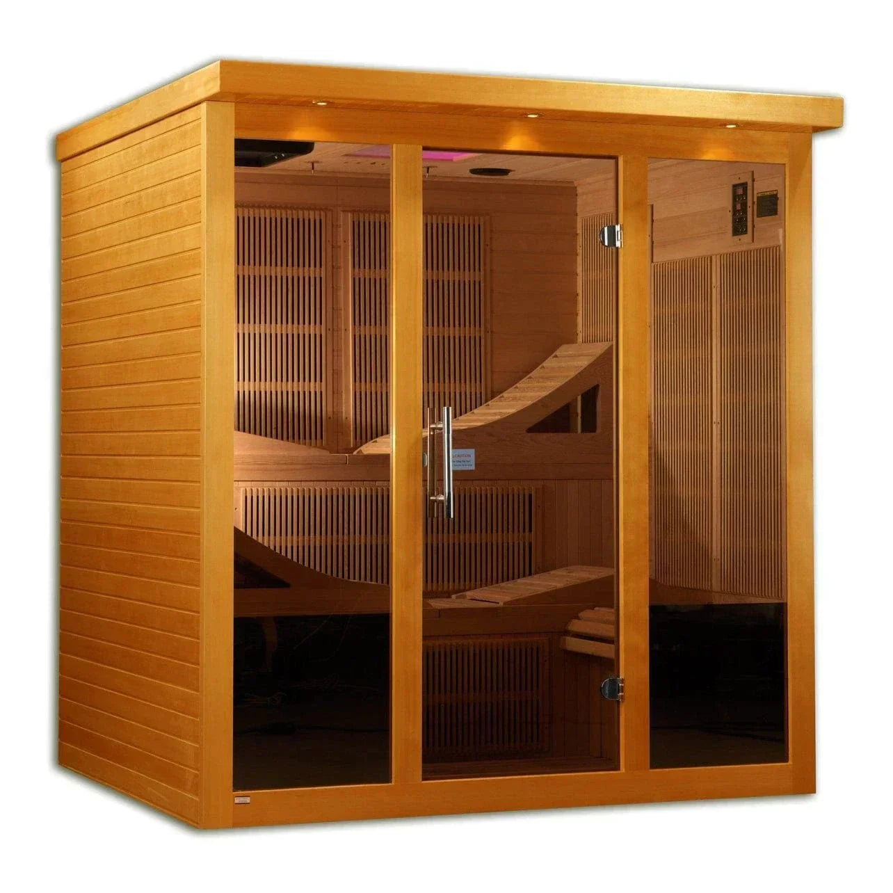 Dynamic Monaco 6-Person Ultra Low EMF FAR Infrared Sauna DYN-6996-01 Elite made from Canadian Hemlock wood with PureTech low EMF heating and modern home wellness design