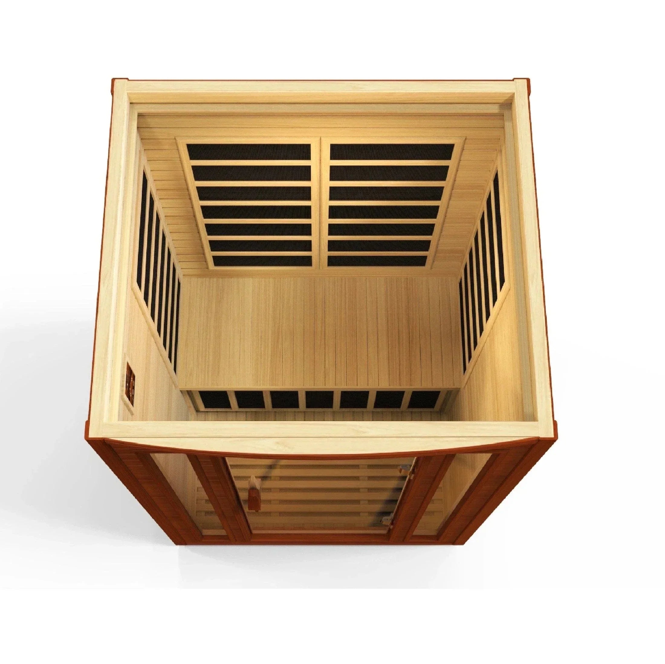 Dynamic San Marino Elite DYN-6206-01 FAR infrared sauna for 2 persons featuring Canadian Hemlock wood and low EMF wellness heating system