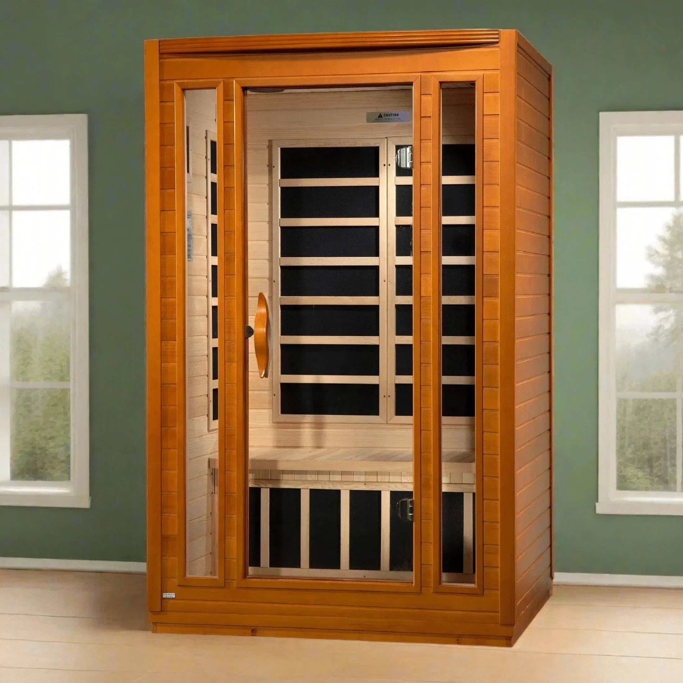 Dynamic San Marino Elite 2-person FAR infrared sauna ultra low EMF under 3MG Canadian Hemlock wood indoor home wellness sauna with PureTech heating system DYN-6206-01