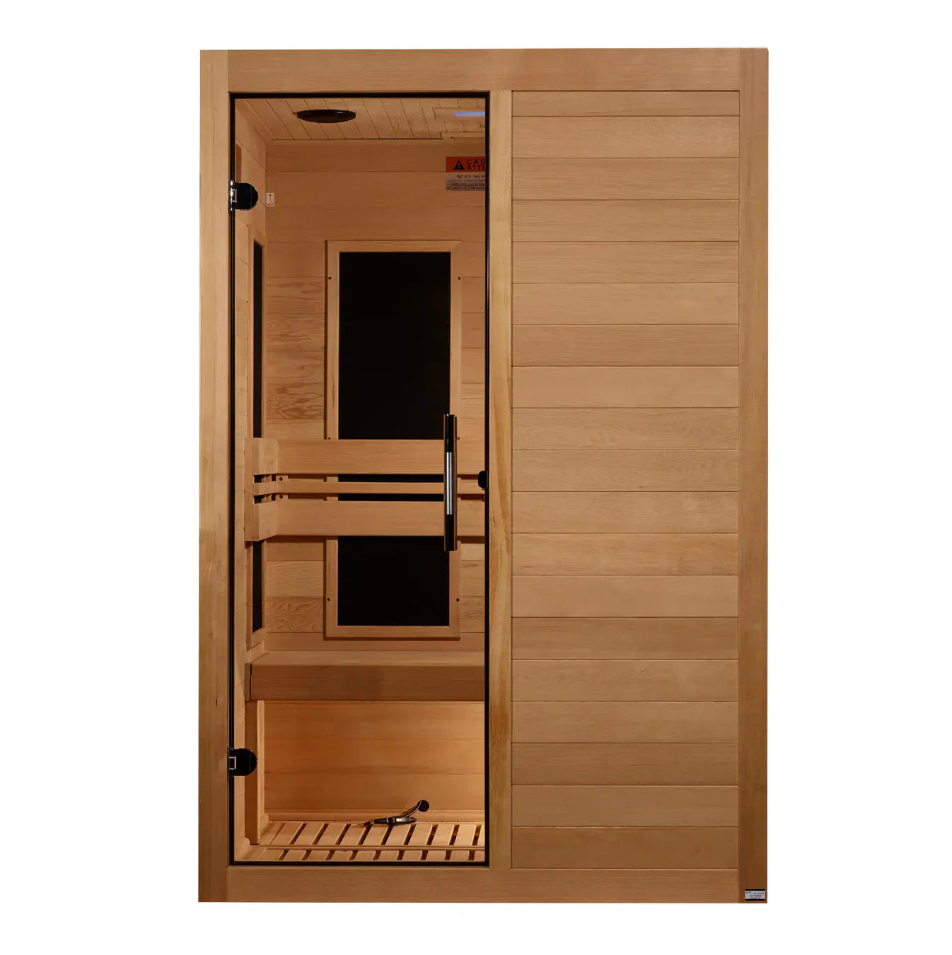 Dynamic Lucca 2-person infrared sauna 2026 model low EMF FAR sauna with carbon heaters and Canadian Hemlock wood interior design