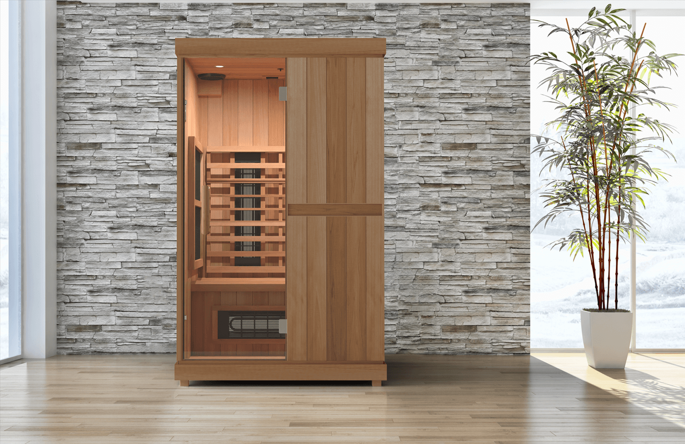 Hemlock Wood Full Spectrum Sauna by Finnmark Designs