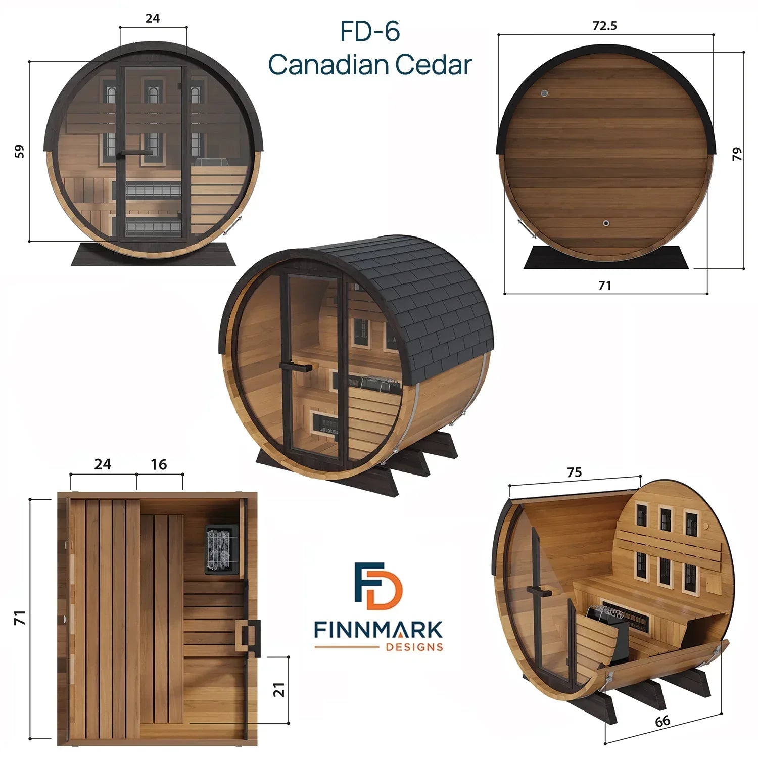 Finnmark FD-6 Outdoor Hybrid Infrared Sauna with Traditional Steam Heat