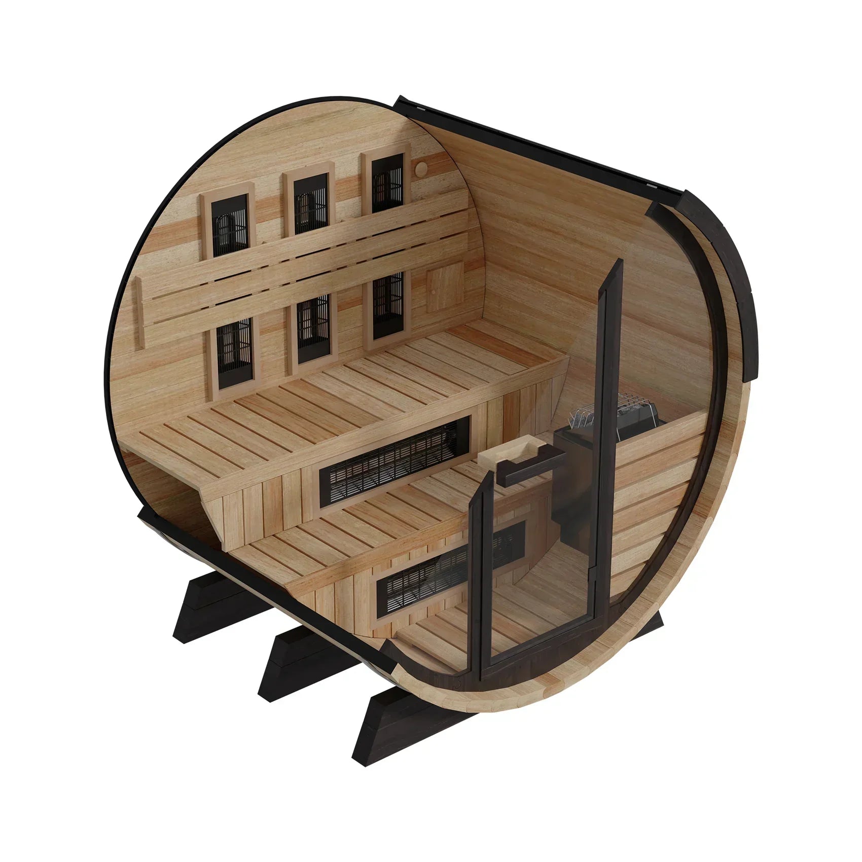 Finnmark FD-7 Thermo-Aspen Wood Sauna with Glass Door Design