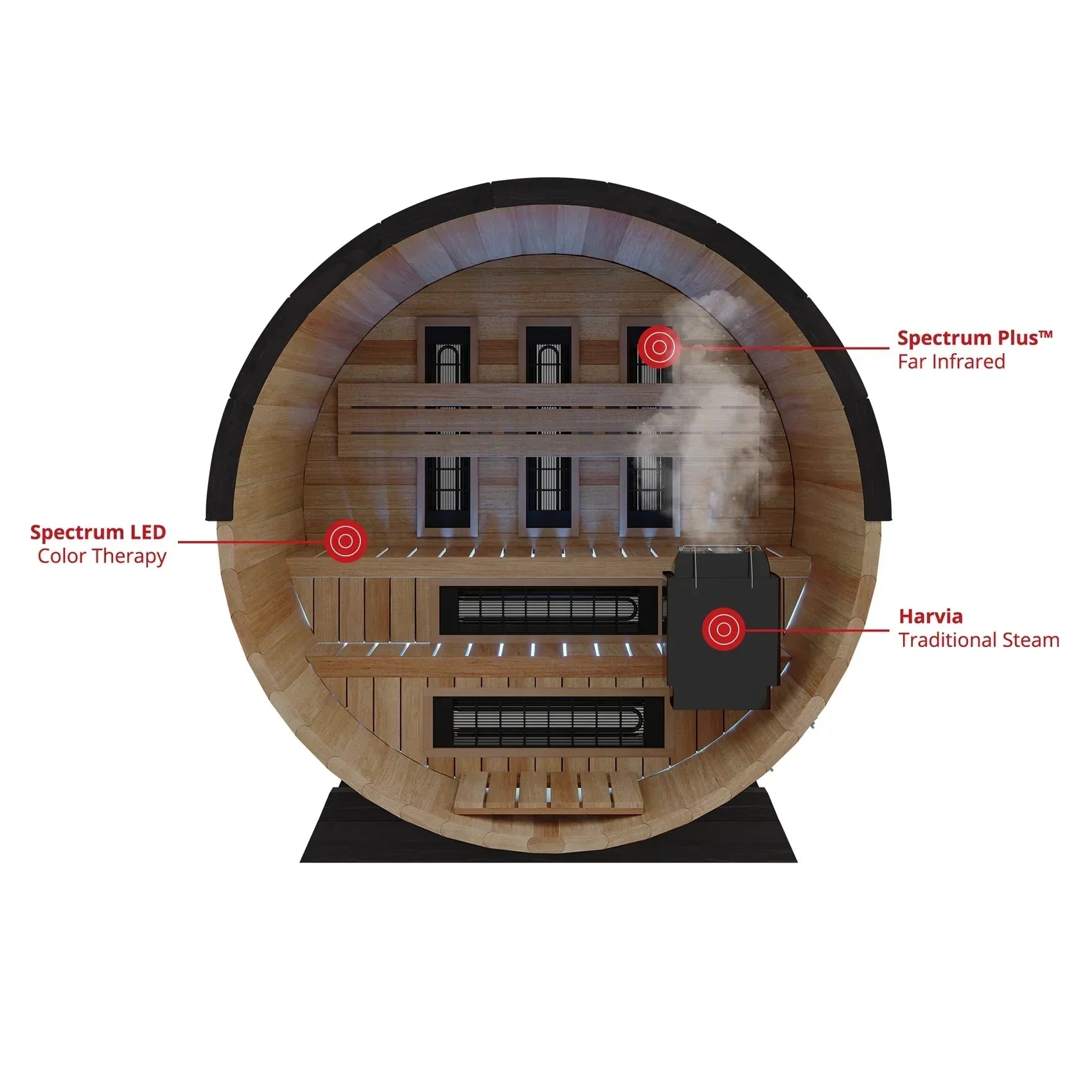 Finnmark FD-6 4 Person Hybrid Barrel Sauna in Western Red Cedar