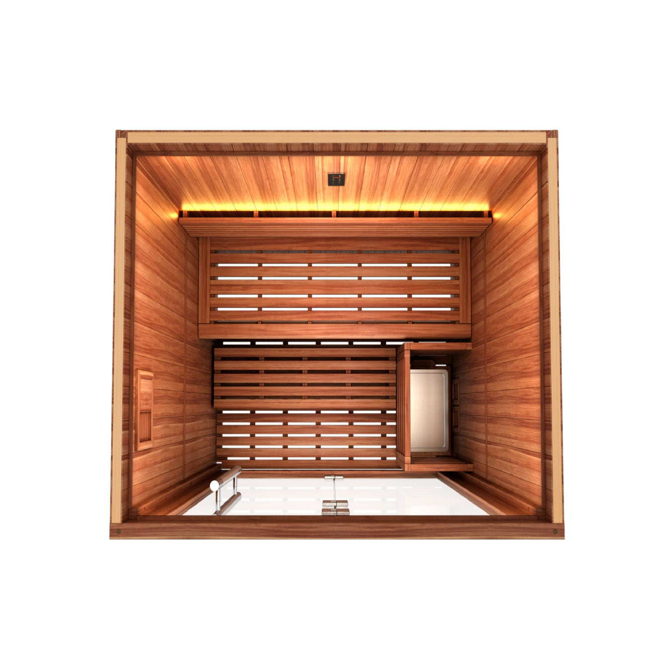 Golden Designs Sundsvall Edition sauna with 6.0 kW heater, compact 2-person traditional sauna cabin for indoor home wellness use
