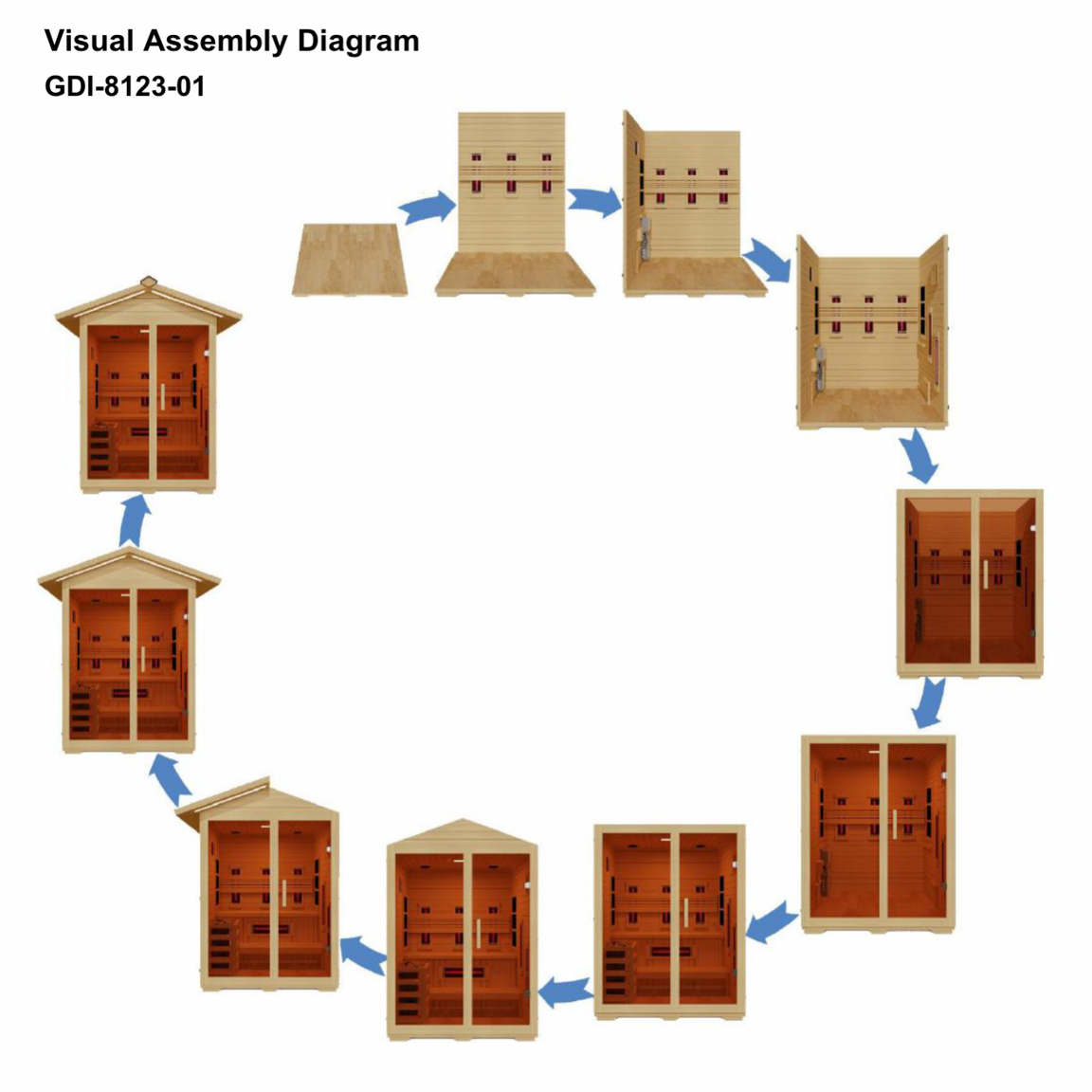 Golden Designs “Carinthia” 3-person hybrid outdoor sauna cabin with Canadian Hemlock wood and dual infrared and traditional Harvia heating system