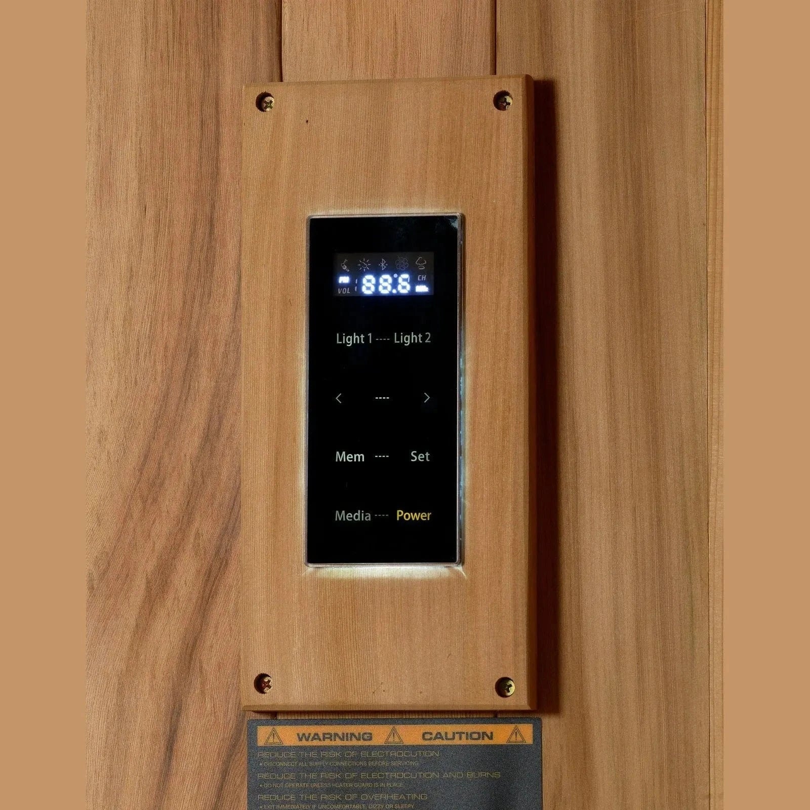 Luxury indoor traditional sauna for home use – Golden Designs Hanko Edition 2-person sauna with hemlock exterior design
