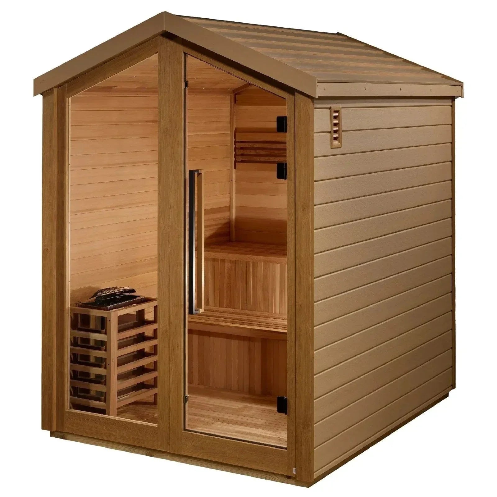 6 Person Outdoor Traditional Sauna in Canadian Red Cedar – Golden Designs Kaarina Home Spa Sauna