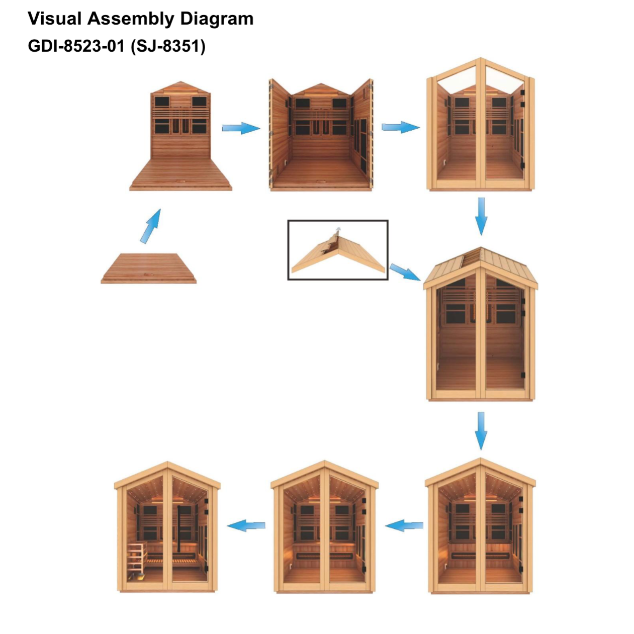 Golden Designs Kaskinen GDI-8526-01 hybrid sauna for outdoor use with spacious 6 person seating and natural cedar wood finish