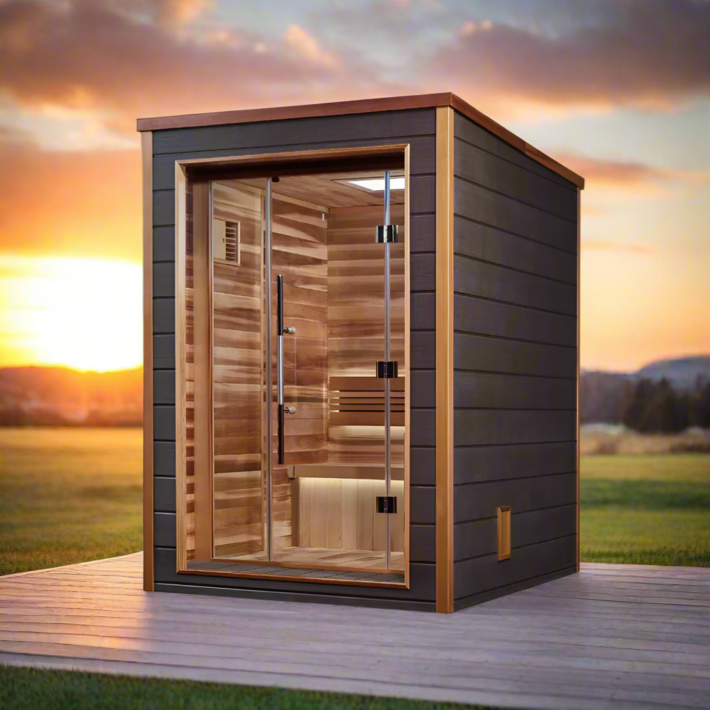 Golden Designs Narvik compact outdoor sauna GDI-8202-01 2 person traditional sauna with premium wood finish for home wellness and stress relief