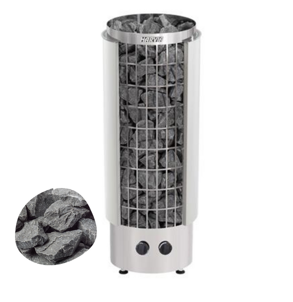 Harvia Cilindro PC90 9kW Sauna Heater Package with Integrated Controls & Sauna Stones
