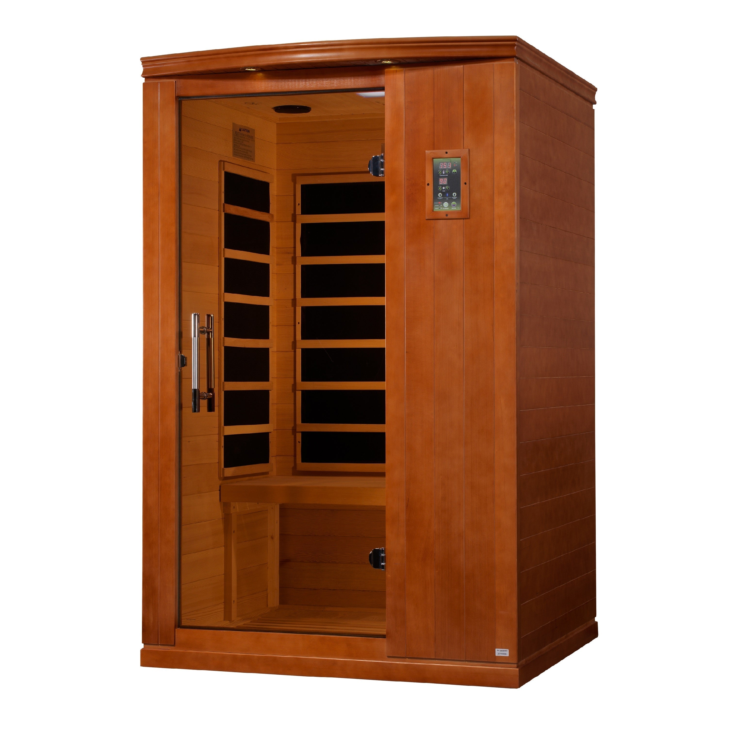 Dynamic Venice Limited Elite 2-Person Premium Ultra Low EMF FAR Infrared Hemlock Wood Sauna interior and exterior view.