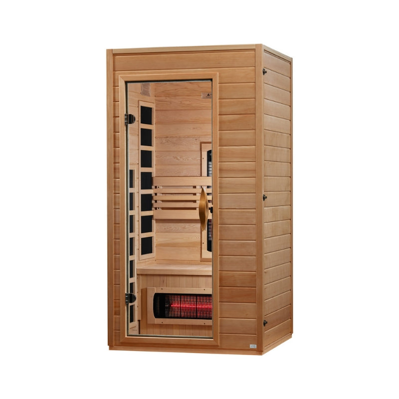Bring wellness home with the Dynamic Martin 1-2 Person Full Spectrum Near Zero EMF Infrared Sauna DYN-6006-03 FS. Efficient, compact luxury.