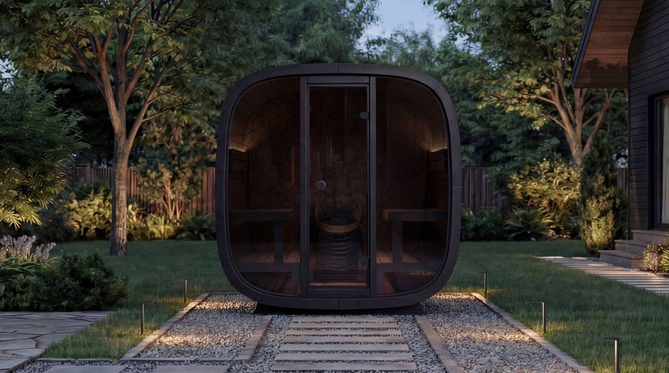 4 person outdoor home sauna – Leil Black Cube Premium traditional sauna kit featuring compact cube design, high-end craftsmanship, and modern wellness aesthetics