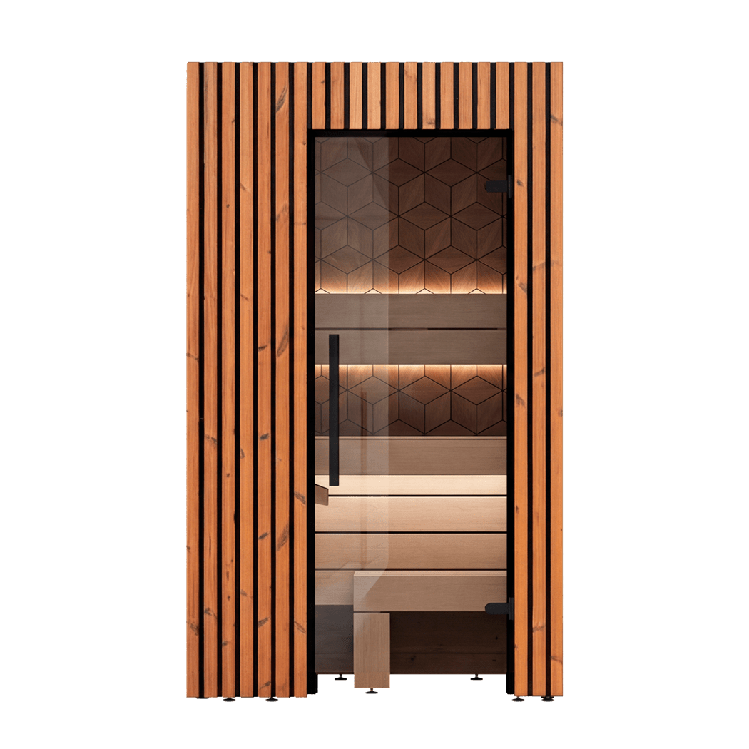 Leil Como 1-120 home sauna cabin offering traditional Finnish-style sauna experience in a compact indoor footprint