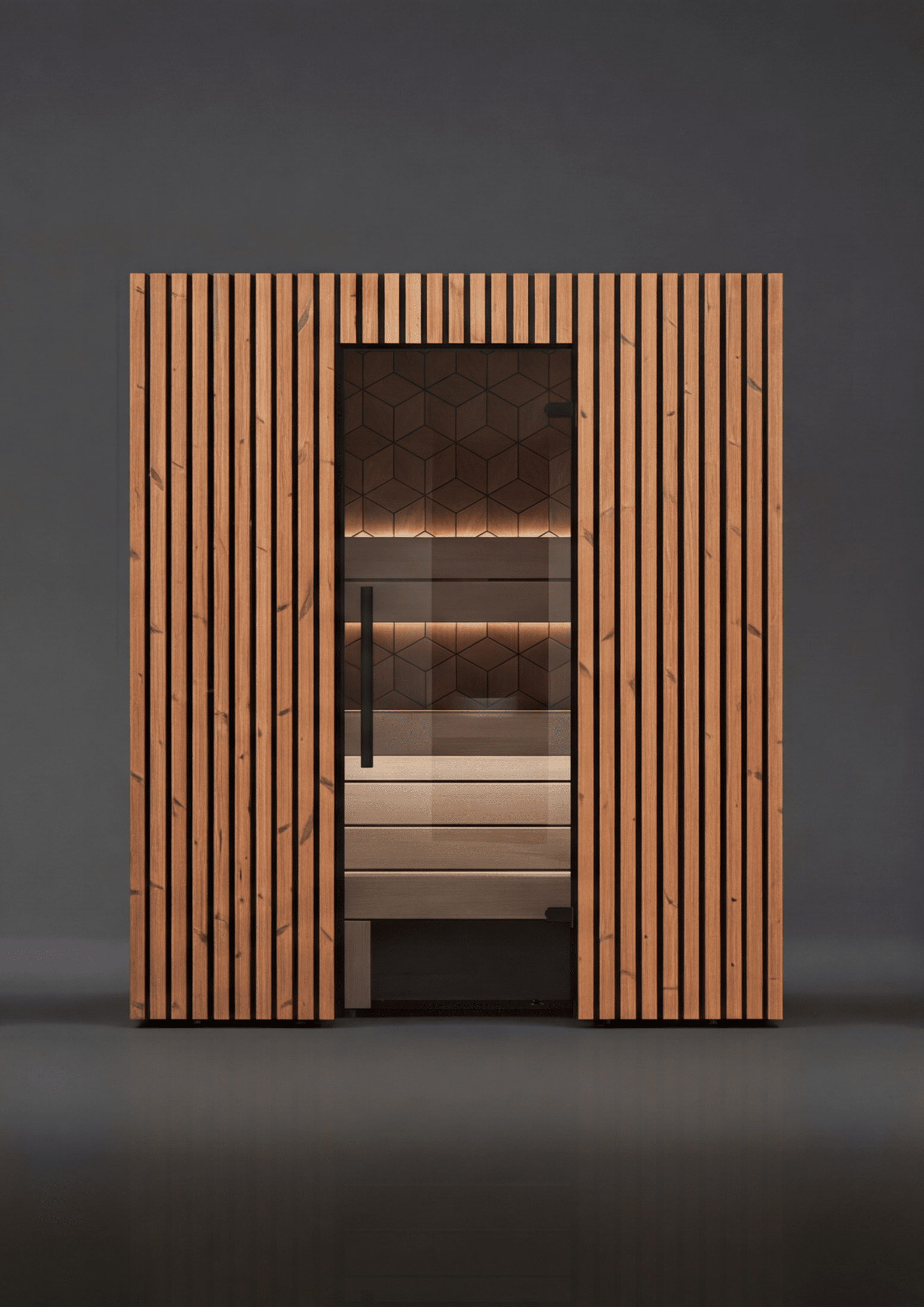 Premium Leil Como 3-180 3-person indoor sauna kit, Scandinavian design indoor home sauna made from ThermoWood and Aspen wood for spa relaxation